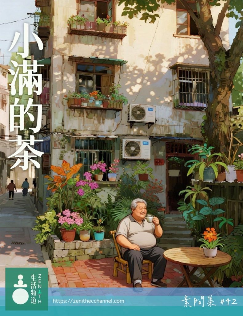 街口胖伯伯喝茶，永遠七分滿。他沒說道理，只是習慣地留出三分空。小滿之後沒有大滿── 將滿未滿，才是剛剛好。路邊那隻貓，腳邊的鴿子，大概也懂。